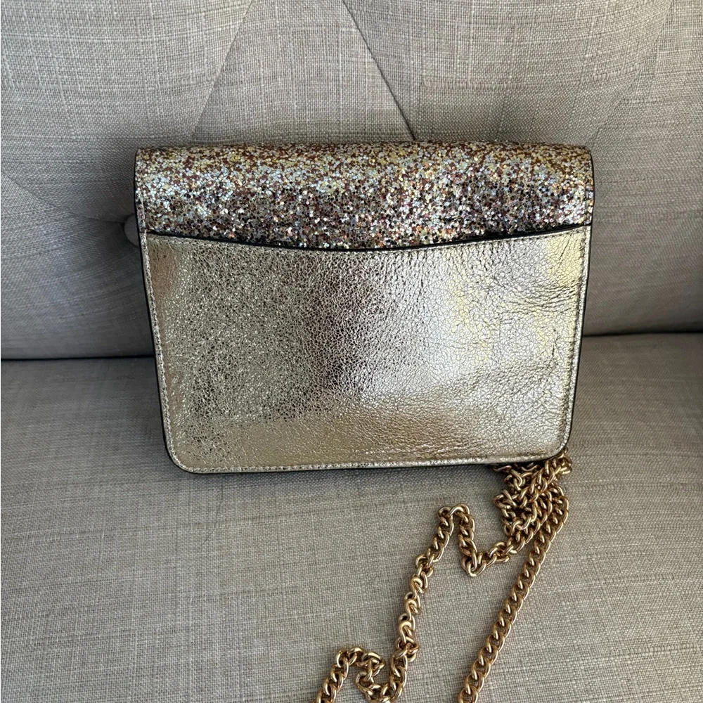 Coach Gold Glitter Clutch with Chain